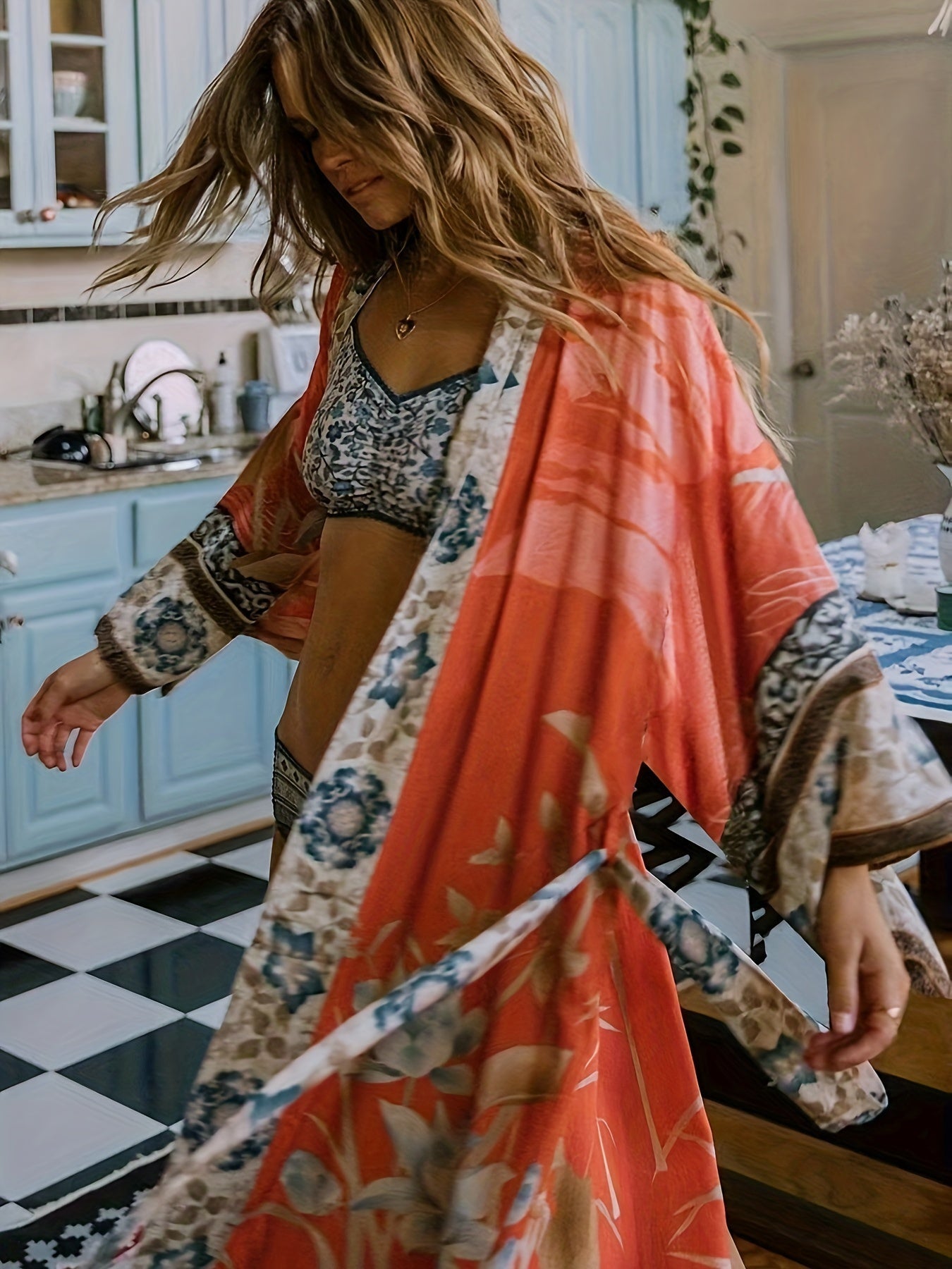 WW | Bedruckter, Vom Kimono Inspirierter, Stylischer Strandüberwurf