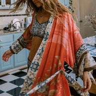 WW | Bedruckter, Vom Kimono Inspirierter, Stylischer Strandüberwurf