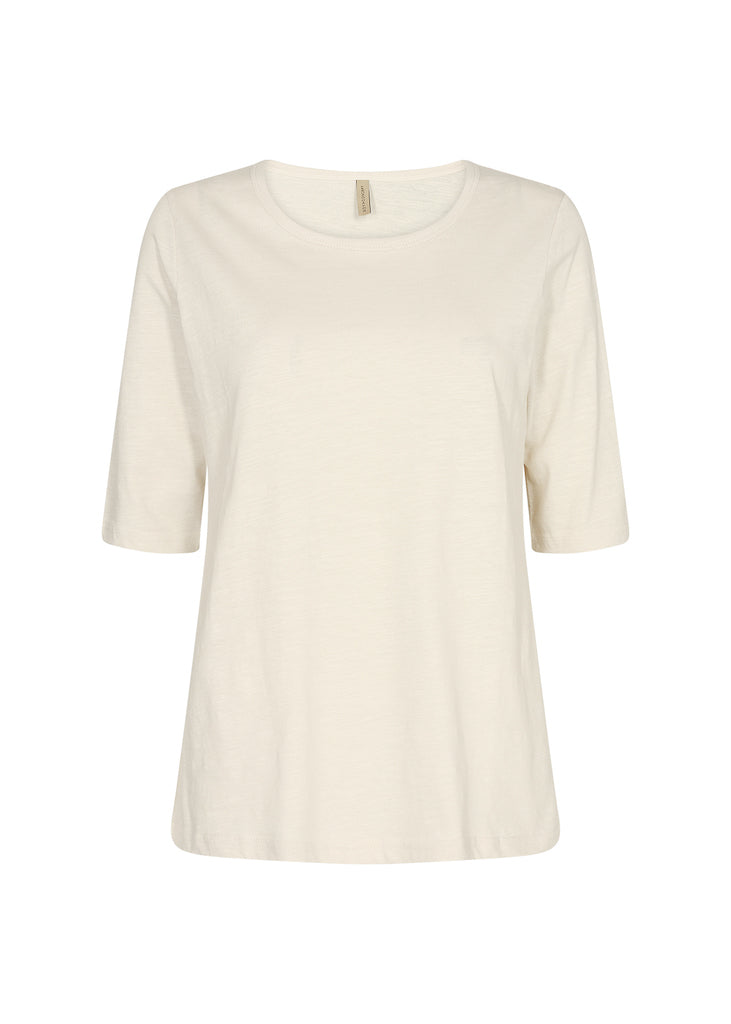 W&W Mode T-Shirt mit längeren Ärmeln in Creme