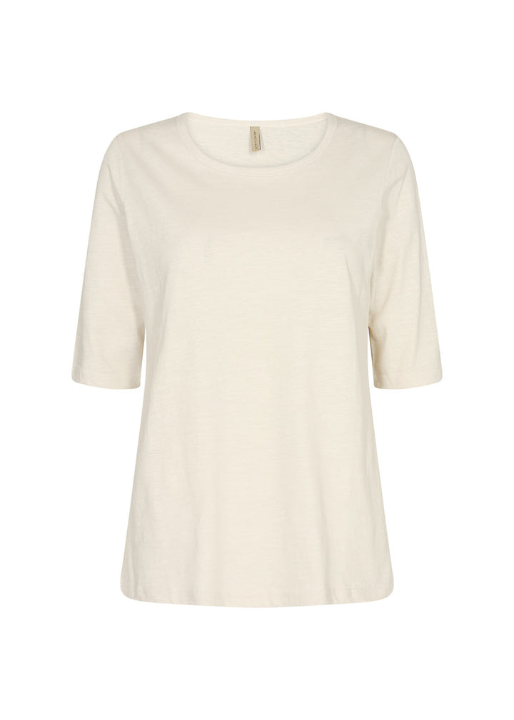 W&W Mode T-Shirt mit längeren Ärmeln in Creme