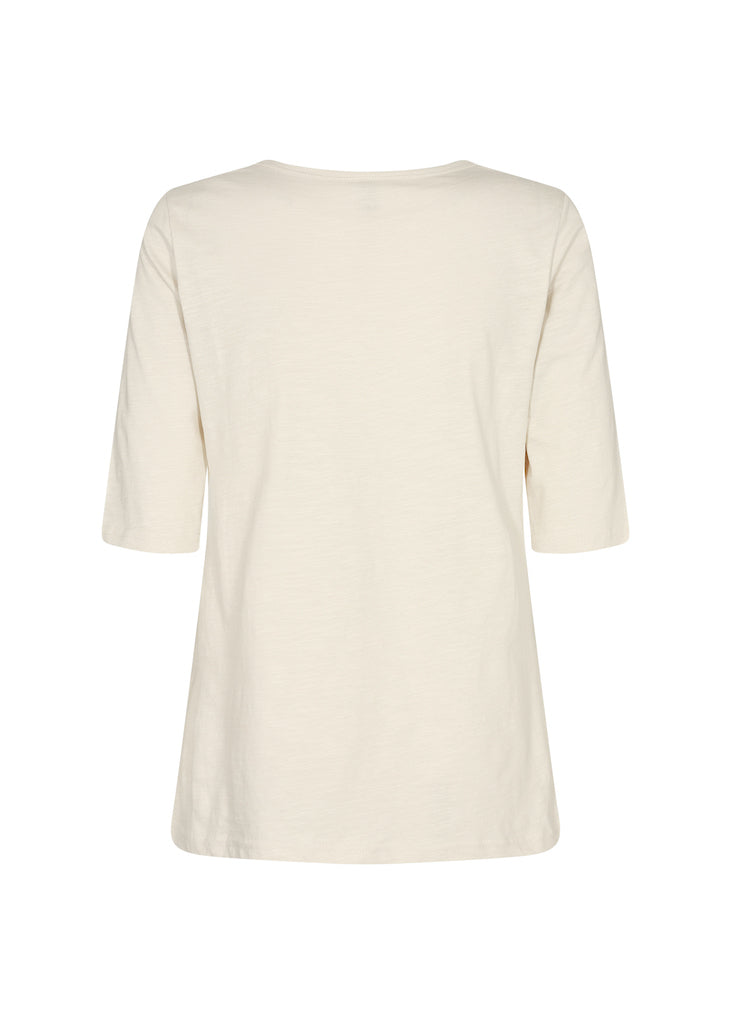 W&W Mode T-Shirt mit längeren Ärmeln in Creme