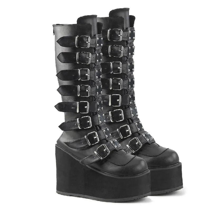 WW | Zip Up Chunky High Heel Stiefel