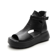 WW | Sommer Neu Retro Erste Schicht Rindsleder Rücken Peep Toe Sandalen für Frauen