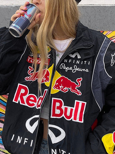 WW | Weinlese Moto Jacke Mit Kontrastfarbdruck