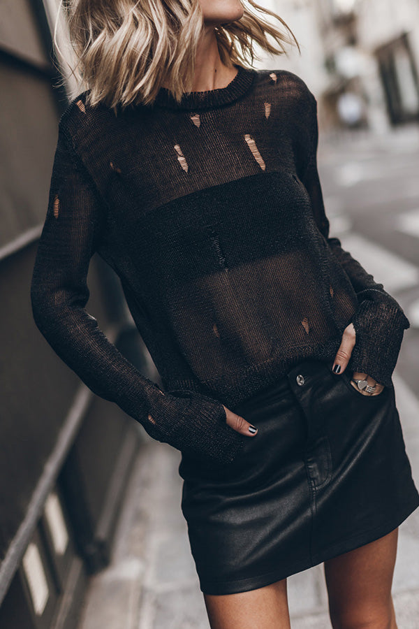 WW | Der Schwarze Metallische Verwitterte Strickpulli