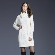 WW | Hochhals Lange Strickkleid
