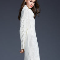 WW | Hochhals Lange Strickkleid