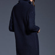 WW | Hochhals Lange Strickkleid