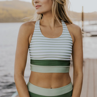 WW | Gestreiftes Reißverschluss-Rücken Schick Bikini Set