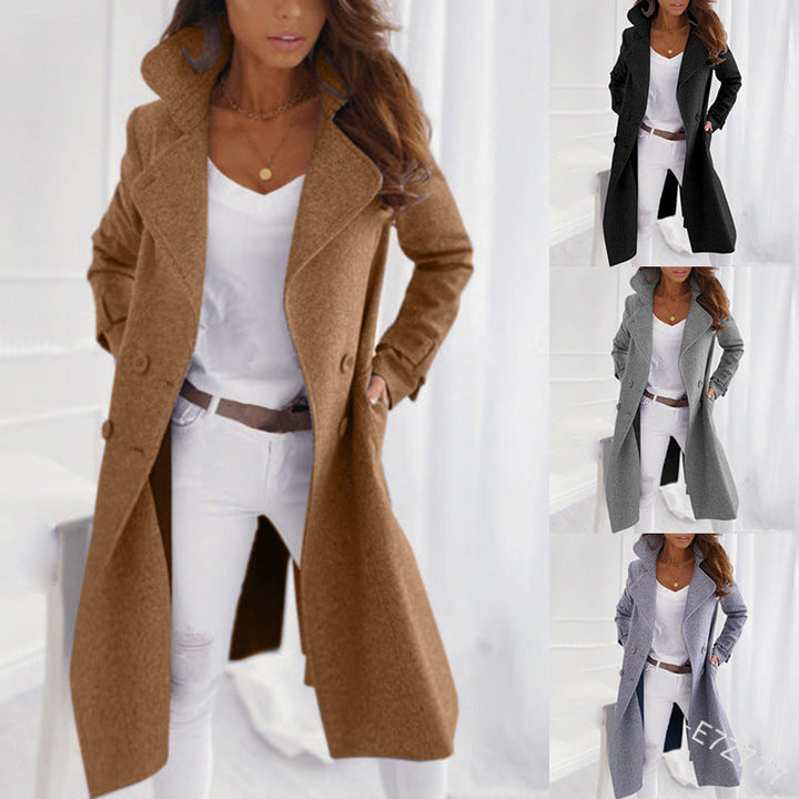 W&W Mode | Eleganter Langer Freizeitmantel Aus Wolle