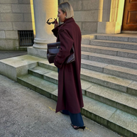 WW | Eleganter Burgunderfarbener Langer Mantel