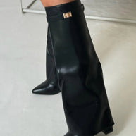 WW | Elegante Damenstiefel Aus Hochwertigem Suede Mit Goldenen Akzenten