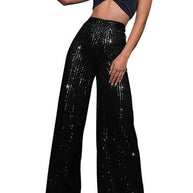 WW | Rosiedress Glänzende Elastische Taille Weite Bein Paillettenhose