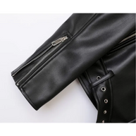 WW | Damen-Biker-Lederjacke mit Reißverschlüssen und Gürtel