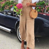 WW | Rosiedress Gerade Beine Baumwolle Leinen Urlaub Overalls