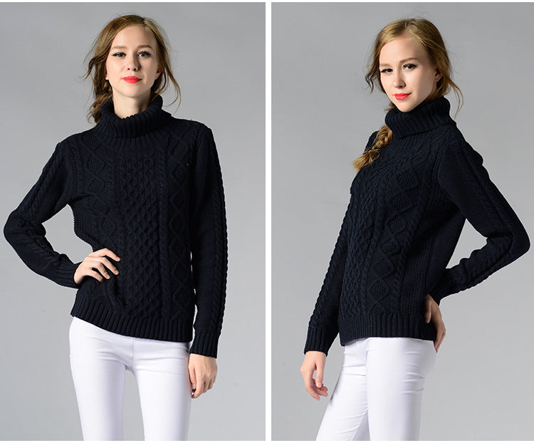 WW | Damen Rollkragenpullover mit langen Ärmeln und Kabelstrick