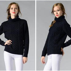 WW | Damen Rollkragenpullover mit langen Ärmeln und Kabelstrick