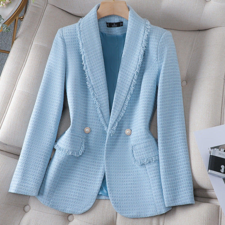WW | Weiß Klassischer Stil Hohe Qualität Temperament Tweed Mantel