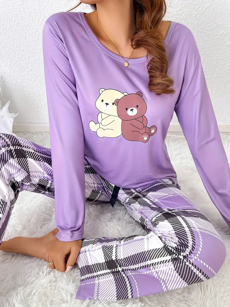 Wolff | Pyjama-Set mit Cartoon-Bärenprint Für Frauen