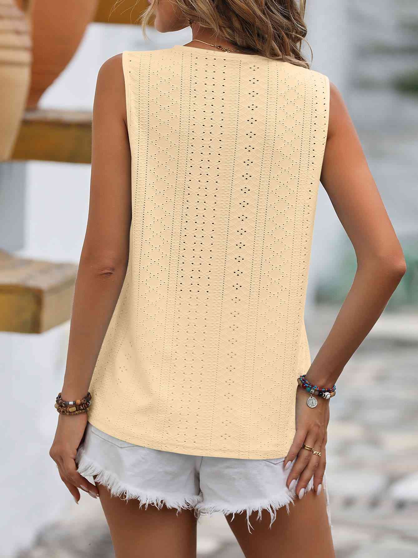 WW | Gespaltene Spitze V-Ausschnitt Ärmelloses Shirt