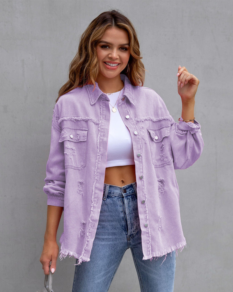 WW | Modische Ripped Shirtjacke Für Damen Im Herbstlichen Und Frühlingslook