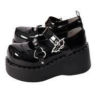 WW | Goth Fledermaus Liebe Herz Schnalle Plattform Lolita Mary Janes Schuhe