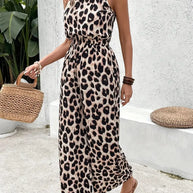WW | Schicker Halterneck-Overall mit Leopardenmuster für Damen