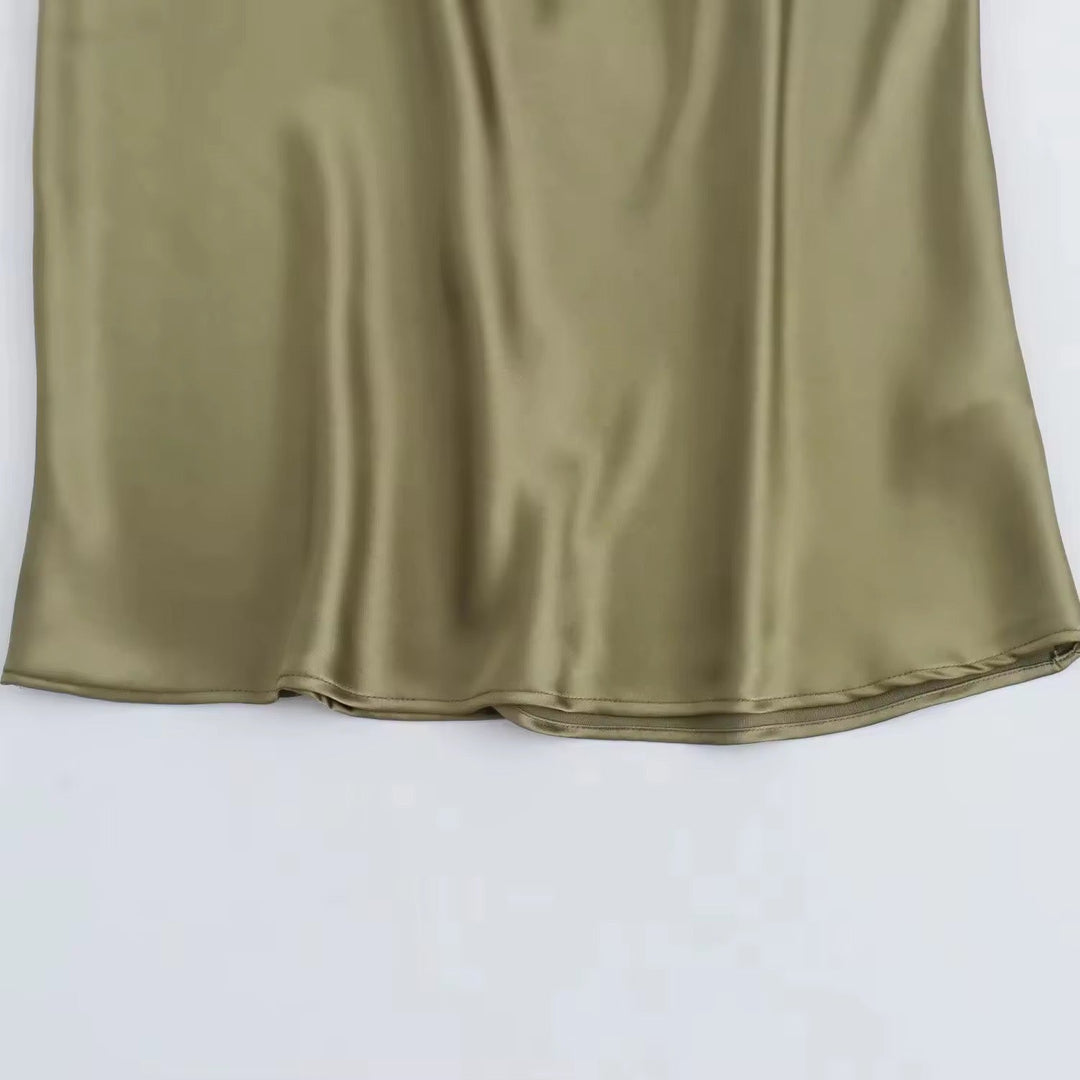 W&W Mode | Satin Maxikleid Elegante Drapierung