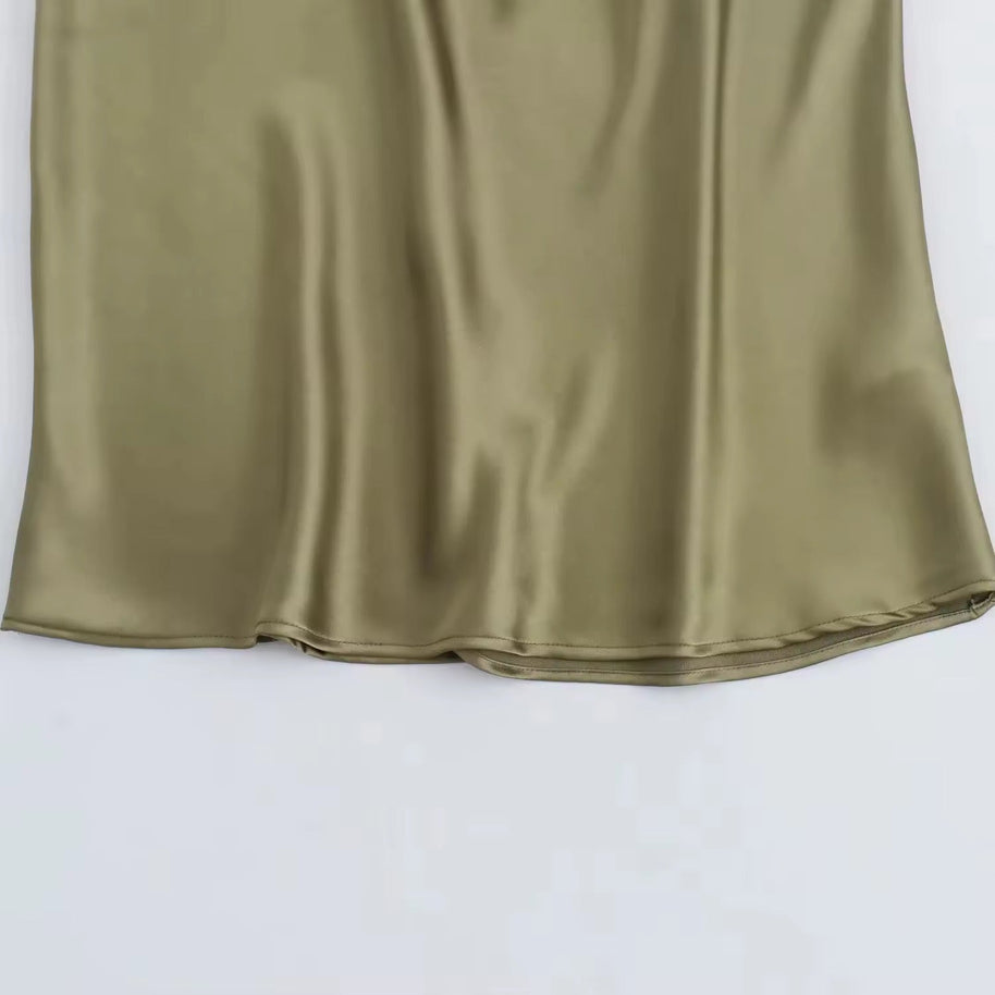 WW | Satin Maxikleid Elegante Drapierung