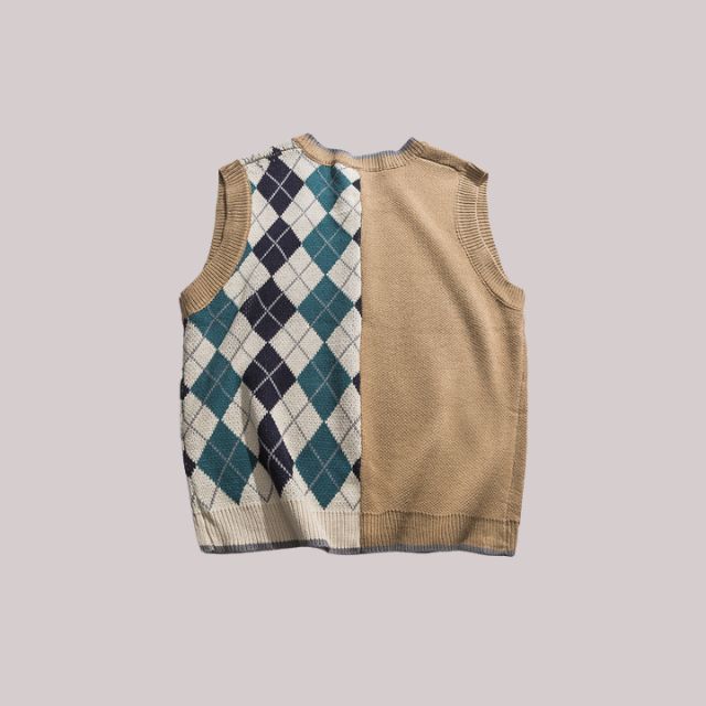 Block Strickweste mit Rautenmuster
