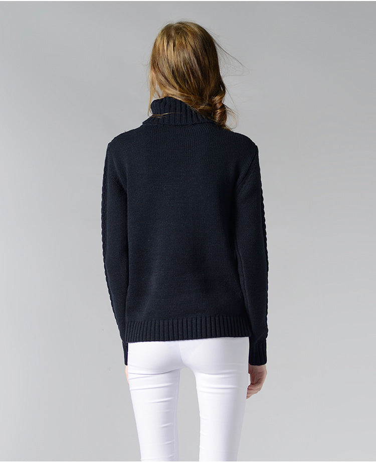 WW | Damen Rollkragenpullover mit langen Ärmeln und Kabelstrick
