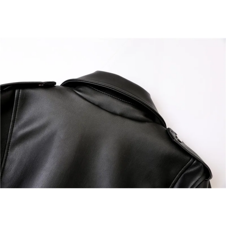 W&W Mode | Damen-Biker-Lederjacke mit Reißverschlüssen und Gürtel