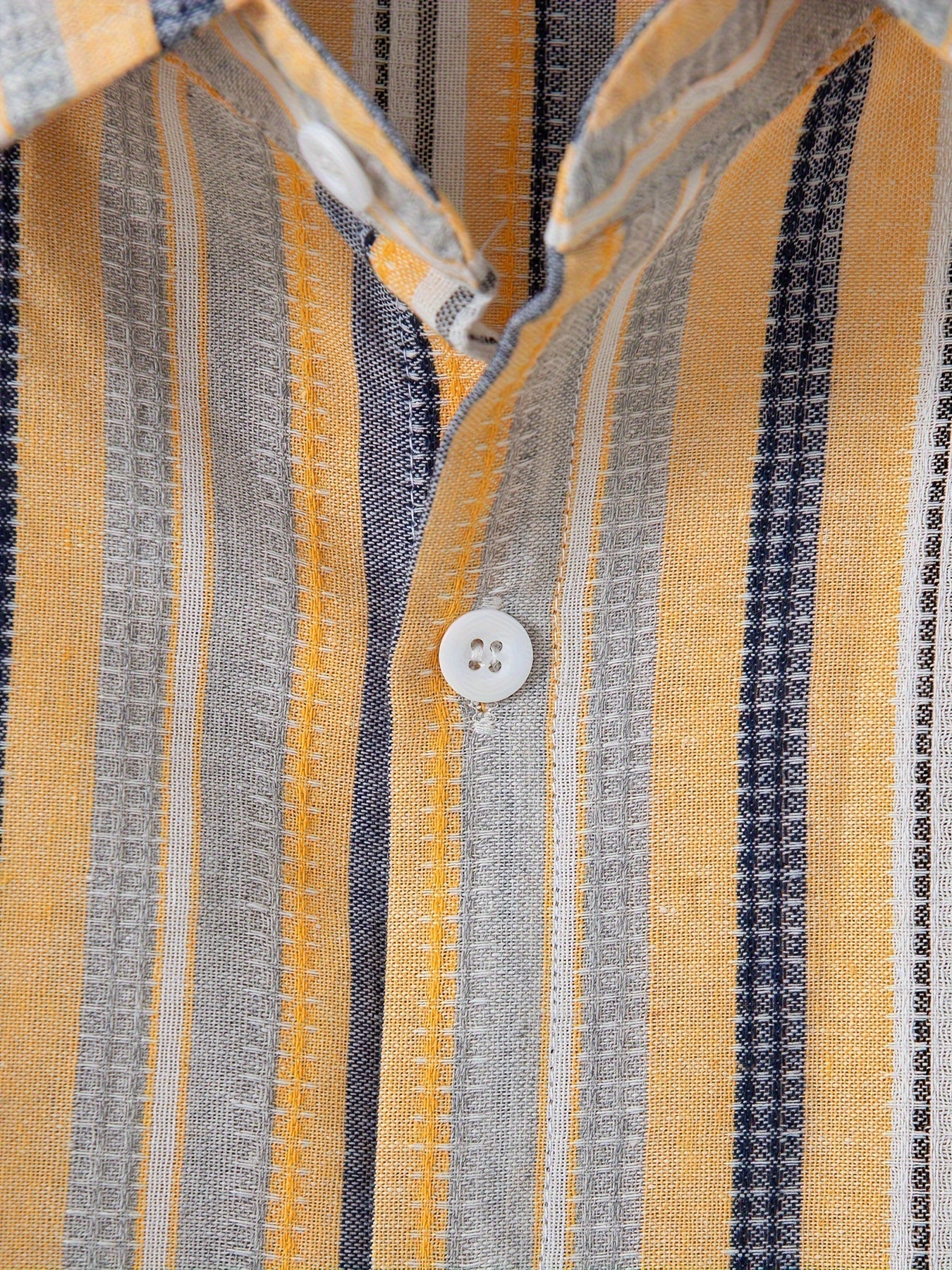 WW | Gestreiftes Baumwoll Leinen Herrenhemd für entspannte Looks