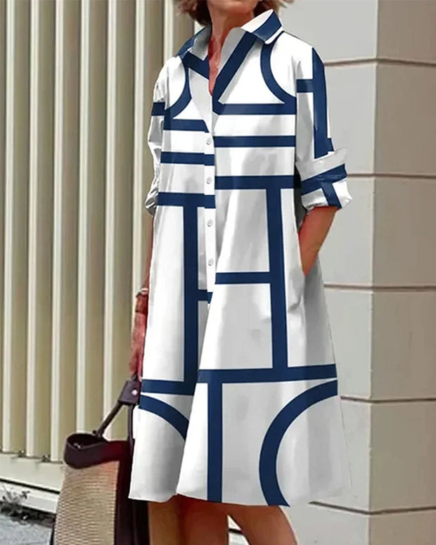 WW | Kleid mit Taschen und Geometrischem Aufdruck