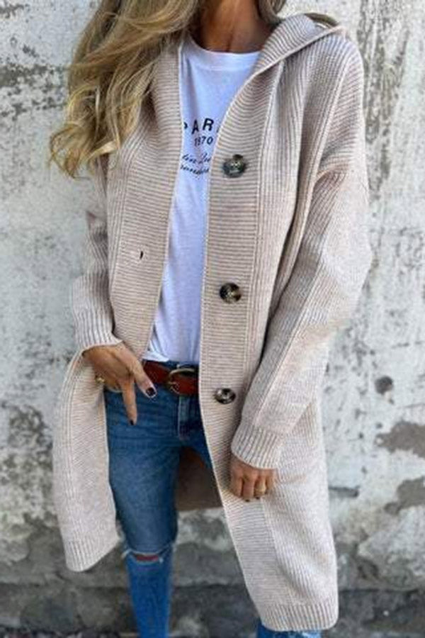 W&W Mode | Lässiger Herbst Strickcardigan mit Kapuze für Frauen
