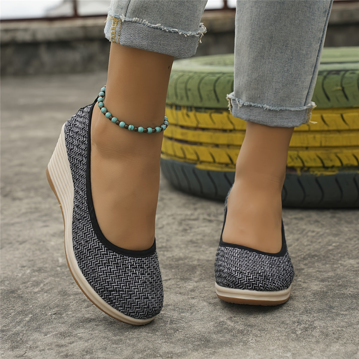 WW | Atmungsaktive Slipper Mit Keilabsatz Schuhen