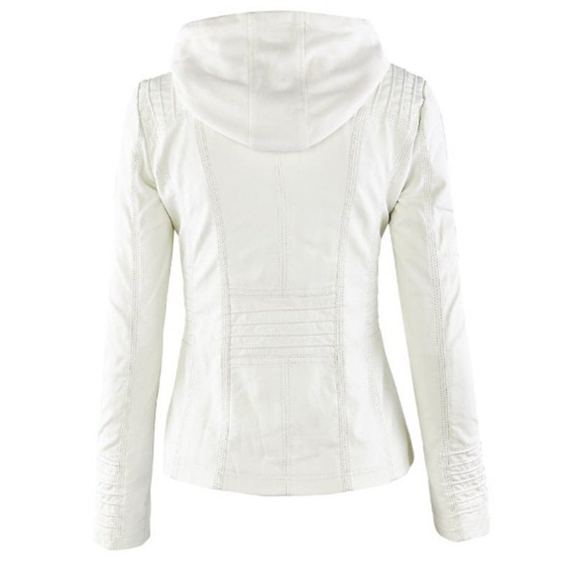 WW | Damen Lederjacke Mit Kapuze