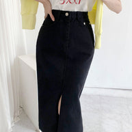 geschnittener Jeansrock mit hoher Taille