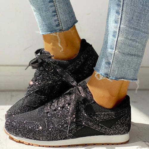 WW | Trendy Damen Glitter Sneakers
