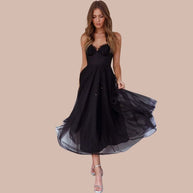 WW | Spaghetti-Träger-Tüll-Midikleid
