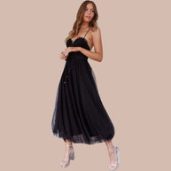 WW | Spaghetti-Träger-Tüll-Midikleid