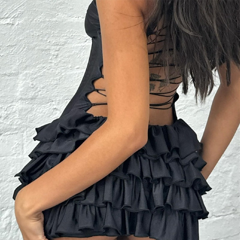 WW | Kleidung Gebunden Lotusblatt Hochklassig Elegantes Kuchen Kleid