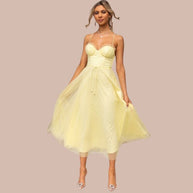 WW | Spaghetti-Träger-Tüll-Midikleid