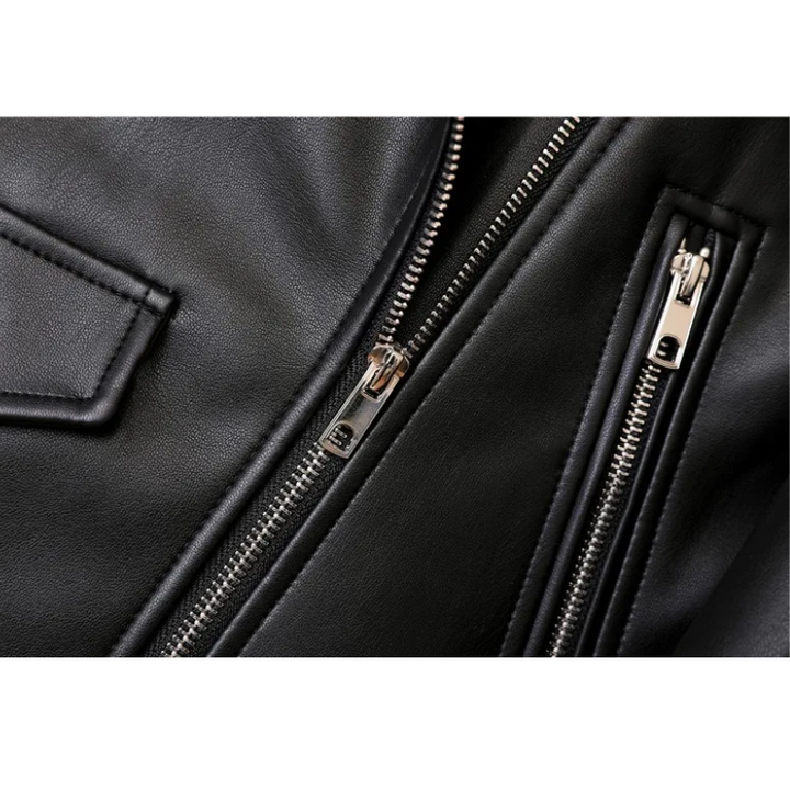 W&W Mode | Damen-Biker-Lederjacke mit Reißverschlüssen und Gürtel