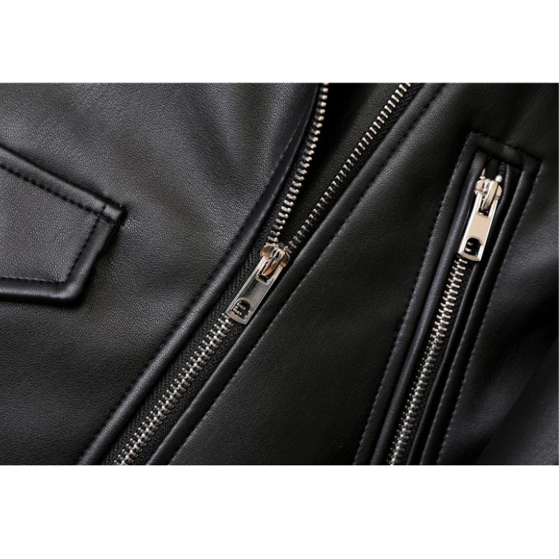 WW | Damen-Biker-Lederjacke mit Reißverschlüssen und Gürtel