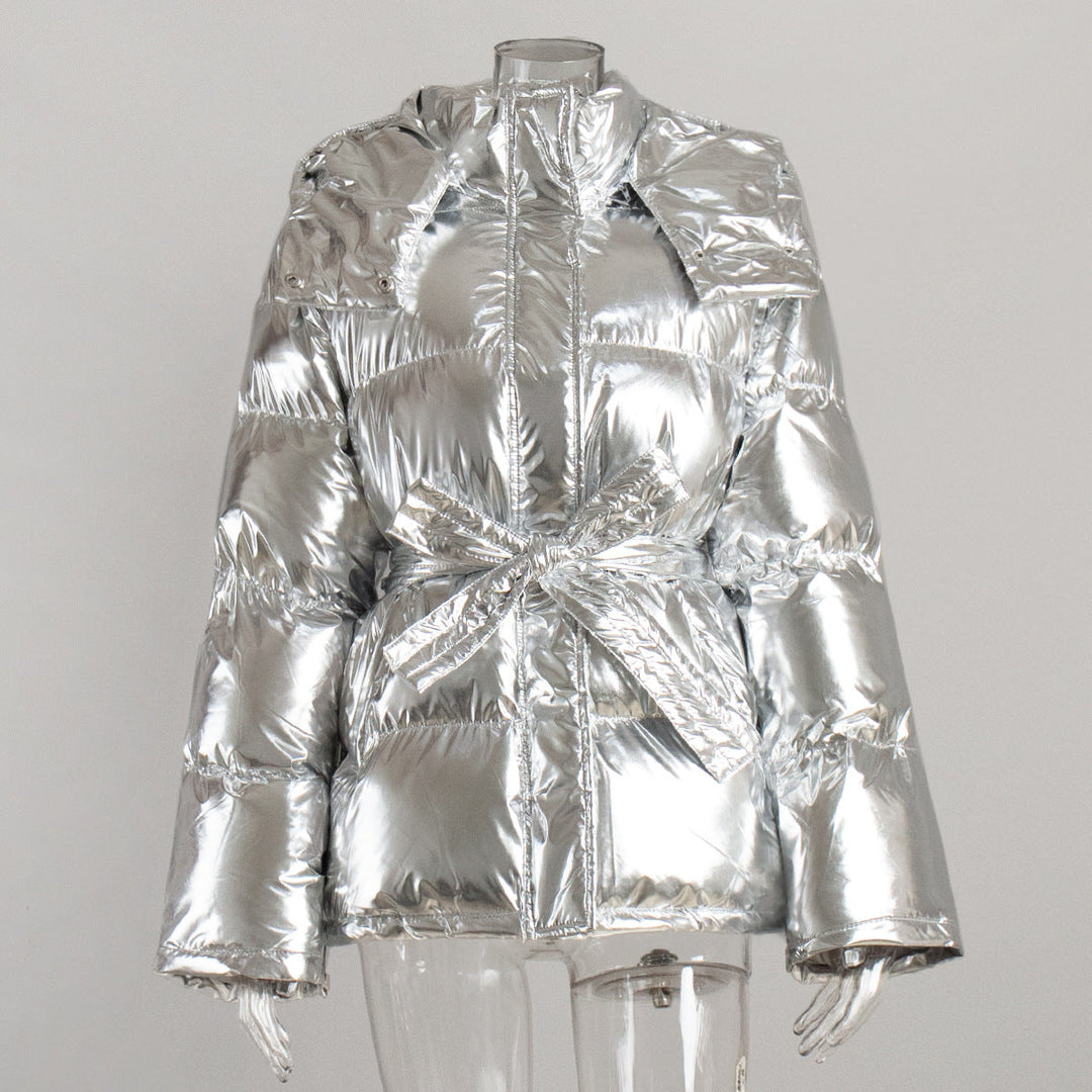 W&W Mode | Cooler Glänzender Kapuzen Pufferjacke