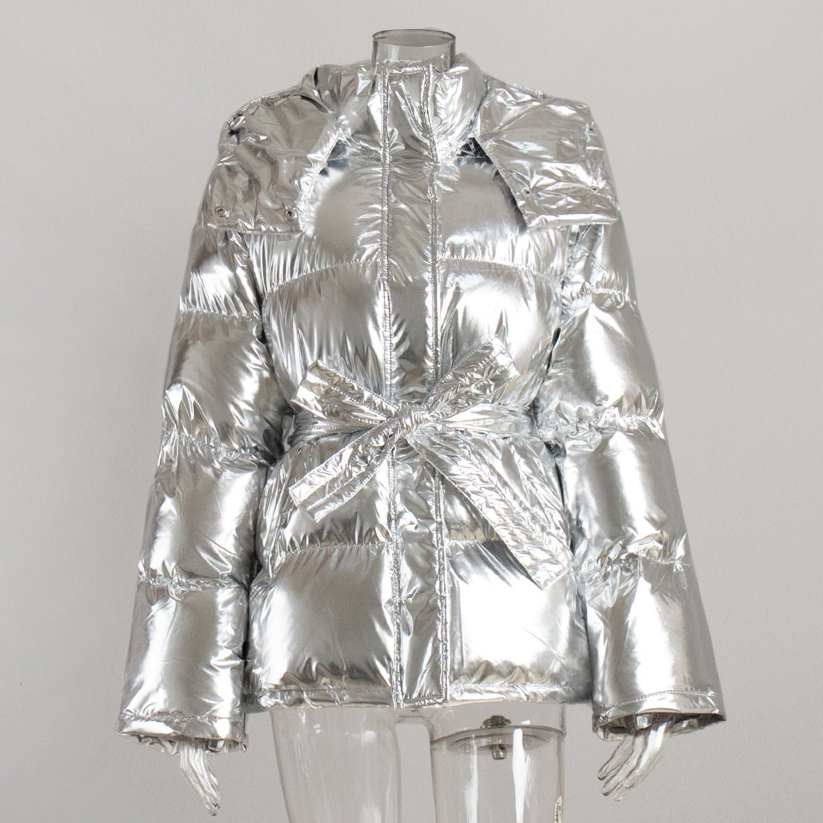 WW | Cooler Glänzender Kapuzen Pufferjacke