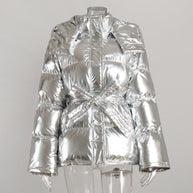 WW | Cooler Glänzender Kapuzen Pufferjacke