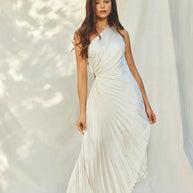 WW | One Shoulder Plissee Midi Kleid