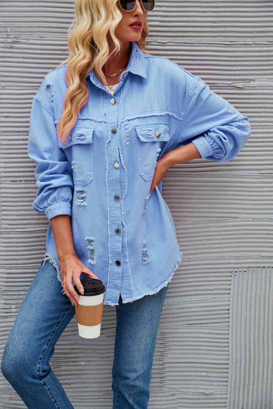 WW | Zerrissene Rohsaum-Denimjacke